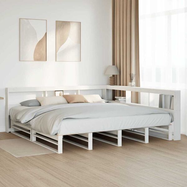 vidaXL Bookcase Bed without Mattress White 180x200cm Solid Wood Pine