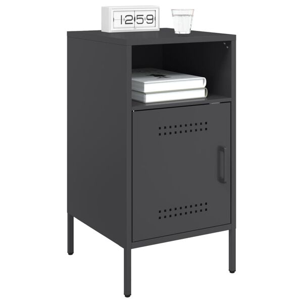 vidaXL Bedside Cabinet Black 36x39x68 cm Steel