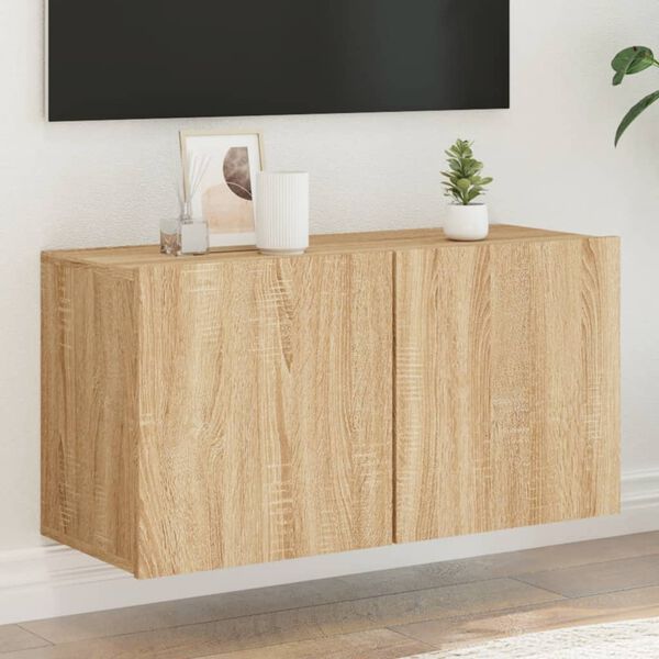vidaXL TV Cabinet Wall-mounted Sonoma Oak 80x30x41 cm