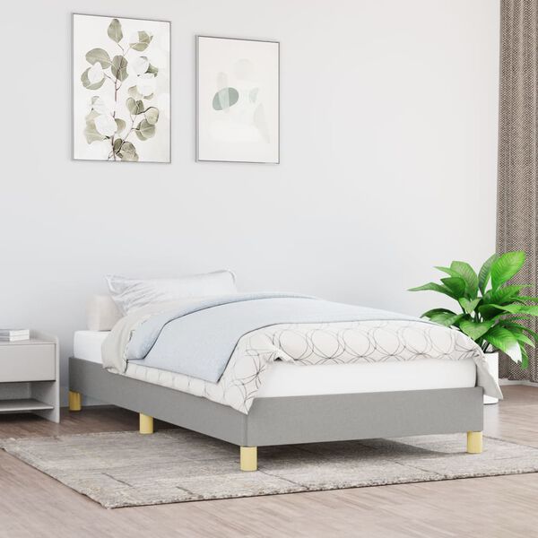 vidaXL Bed Frame without Mattress Light Grey 90x190 cm Single Single Fabric