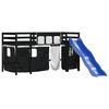 vidaXL Kids' Loft Bed with Curtains without Mattress White&Black 90x190cm