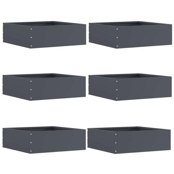 vidaXL Lawn Edging 6 pcs Anthracite 40 x 40 x 13 cm Steel