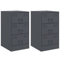 vidaXL Bedside Cabinets 2 pcs Anthracite 34.5x39x62 cm Steel