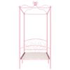 vidaXL Canopy Bed Frame without Mattress Pink Metal 100x200 cm