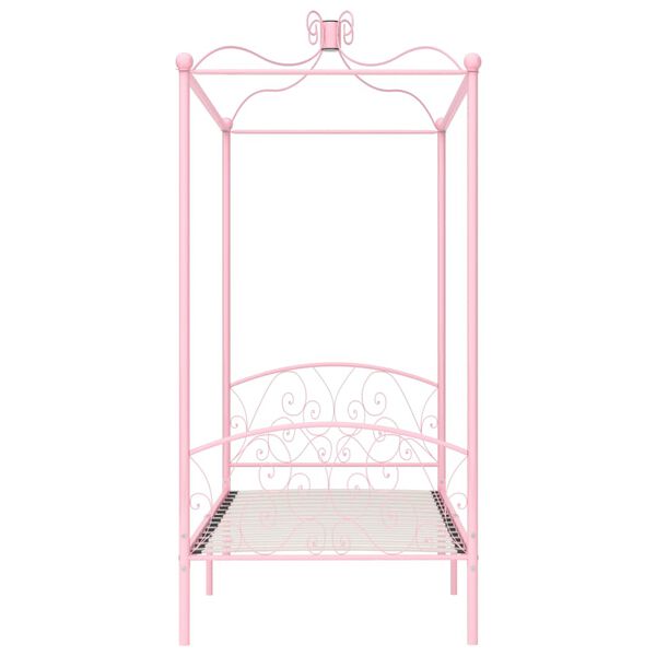 vidaXL Canopy Bed Frame without Mattress Pink Metal 100x200 cm