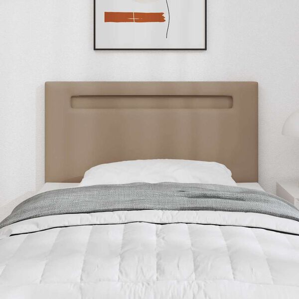vidaXL LED Headboard Cappuccino 90 cm Faux Leather