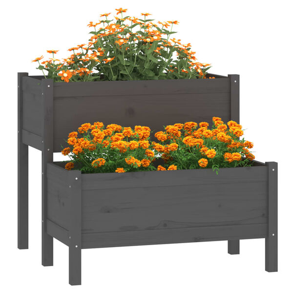 vidaXL Planter Grey 84.5x84x75 cm Solid Wood Pine