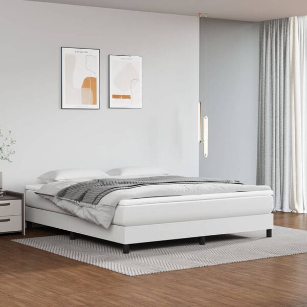 vidaXL Box Spring Bed Frame White Super King Faux Leather (UK/IE/FI/NO only)