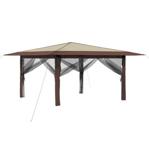 vidaXL Gazebo with 4 Sidewalls 4 x 4 m Cream and Brown