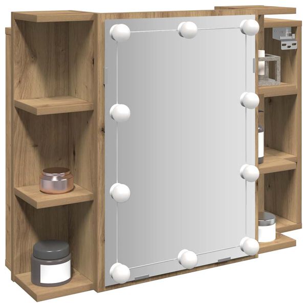 vidaXL Mirror Cabinet with LED Artisan Oak 70x16.5x60 cm
