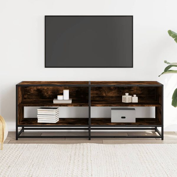 vidaXL TV Cabinet Smoked Oak 120.5x40x46 cm Engineered Wood and Metal