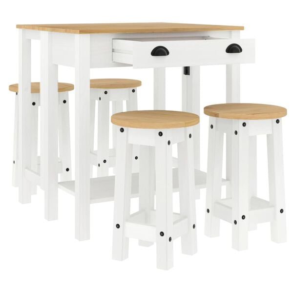 vidaXL 5 Piece Bar Set White Solid Wood Pine