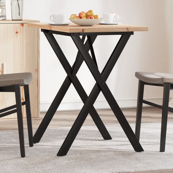 vidaXL Dining Table X-Frame 80x50x75.5 cm Solid Wood Pine and Steel