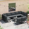 vidaXL Garden Sofa Set with Cushion 10 pcs Black Aluminium