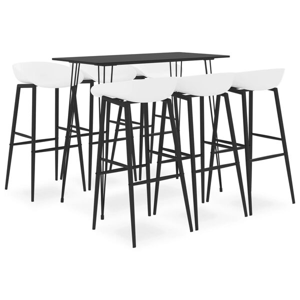 vidaXL 7 Piece Bar Set Black and White