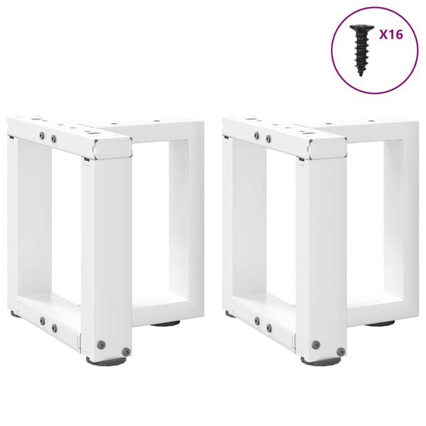 vidaXL Coffee Table Legs T-Shaped&nbsp;2 pcs White 30x25x(30-31) cm Steel