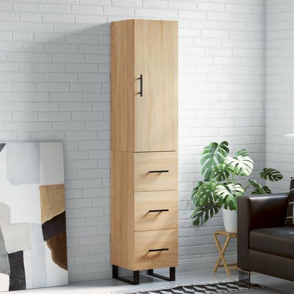vidaXL Highboard Sonoma Oak 34.5x34x180 cm Engineered Wood