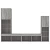 vidaXL 4 Piece TV Wall Units with LED Grey Sonoma Engineered Wood