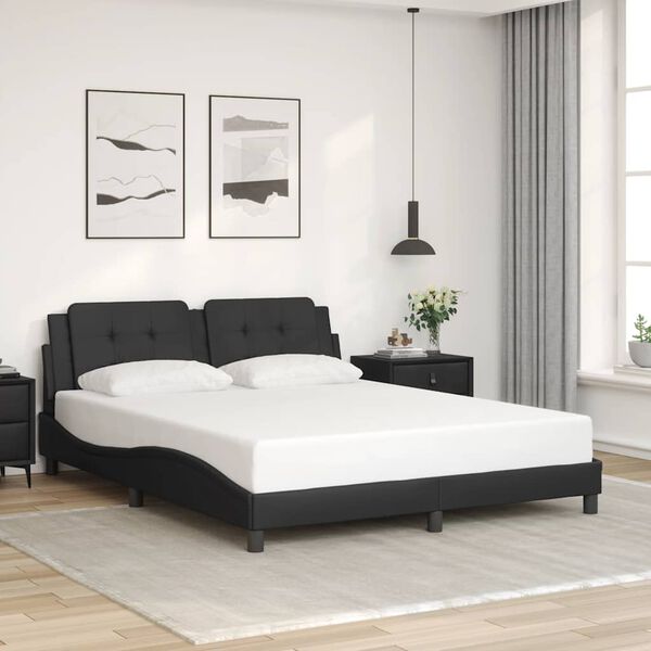 vidaXL Bed Frame without Mattress "Zadar" Black 160x200 cm Faux Leather