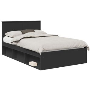 vidaXL Bed Frame with Headboard Black 120 x 190 cm Solid Pine Wood