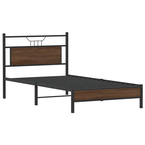vidaXL Bed Frame without Mattress Brown Oak 100x190 cm Engineered Wood