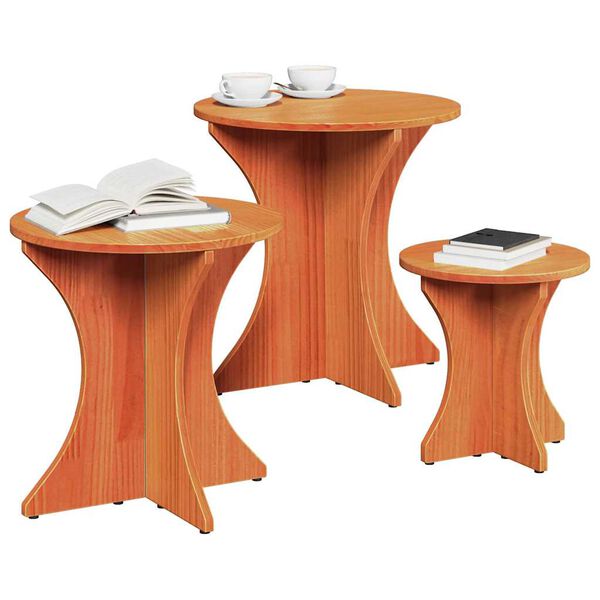 vidaXL Coffee Table 3 pcs Wax Brown