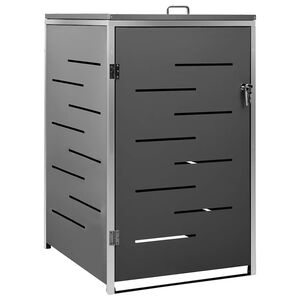 vidaXL Single Wheelie Bin Shed 69x77.5x115 cm Stainless Steel