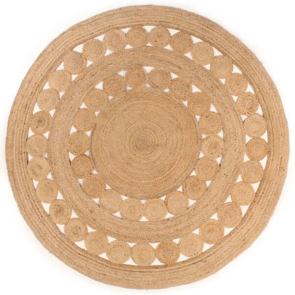 vidaXL Area Rug Braided Design Jute 240 cm Round