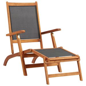 vidaXL Outdoor Deck Chair Solid Acacia Wood and Textilene