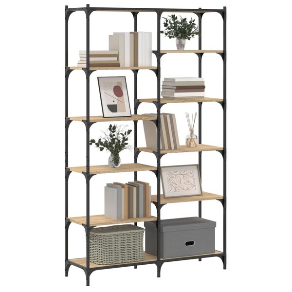 vidaXL Bookshelf Sonoma Oak 100x32x170 cm Engineered Wood and Iron