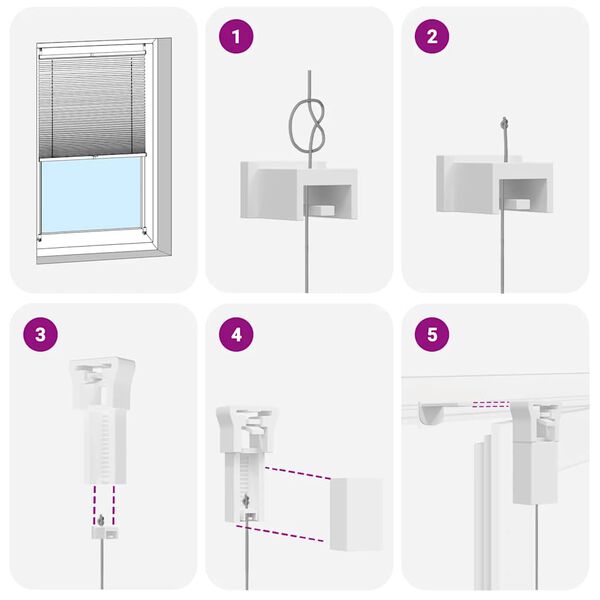 Plisse Blind 60x200cm White Pleated Blind