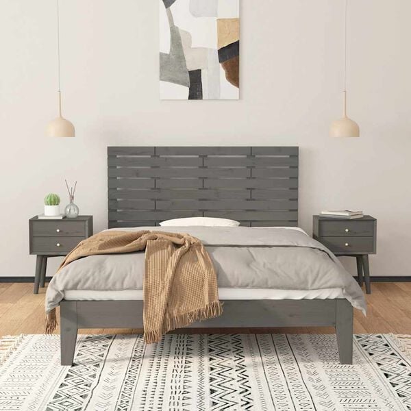 vidaXL Wall Headboard Grey 141x3x63 cm Solid Wood Pine