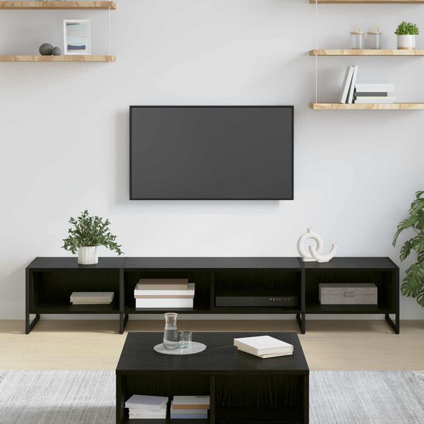 vidaXL TV Cabinet Black Oak 170.5 x 36 x 30.5 cm Engineered Wood