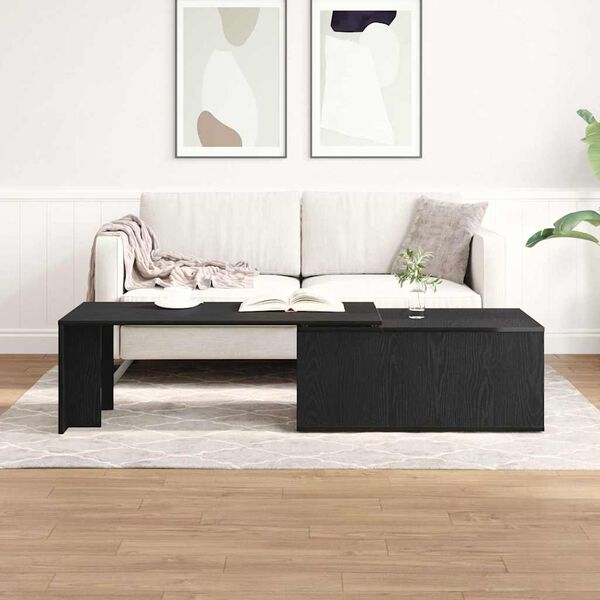 vidaXL Coffee Table Black Oak 150 x 50 x 35 cm Engineered Wood