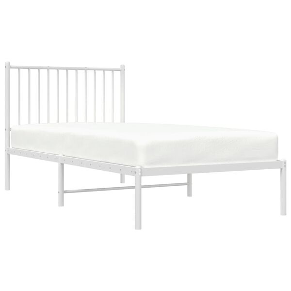 vidaXL Metal Bed Frame without Mattress with Headboard White 90x190cm