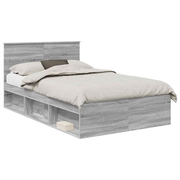 vidaXL Bed Frame Grey Sonoma 120 x 200 cm Engineered wood