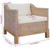 vidaXL Armchair with Cushions Natural Rattan