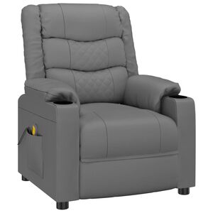 vidaXL Massage Chair Grey Faux Leather