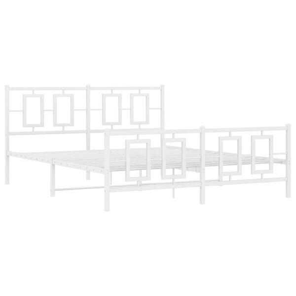 vidaXL Metal Bed Frame without Mattress with Footboard White 150x200cm