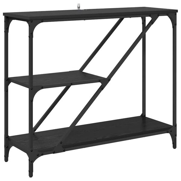 vidaXL Console Table Black Oak 88.5 x 30 x 75 cm Engineered Wood