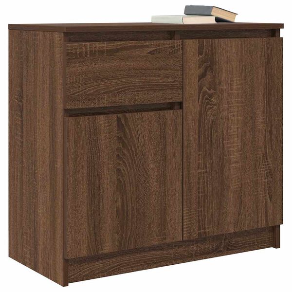 vidaXL Sideboard with Drawer Brown Oak 71x35x65 cm Engineered Wood