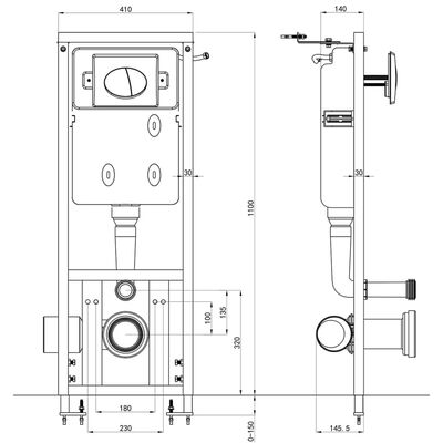 vidaXL Concealed High Cistern 11 L 41x14x(110-125) cm