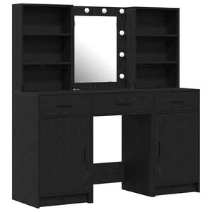 vidaXL Dressing Table Set 3 pcs Black Oak Engineered Wood