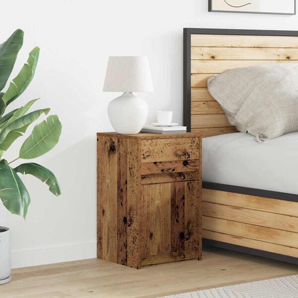 vidaXL LED Bedside Cabinet Old wood 38 x 34 x 61 cm Engineered wood