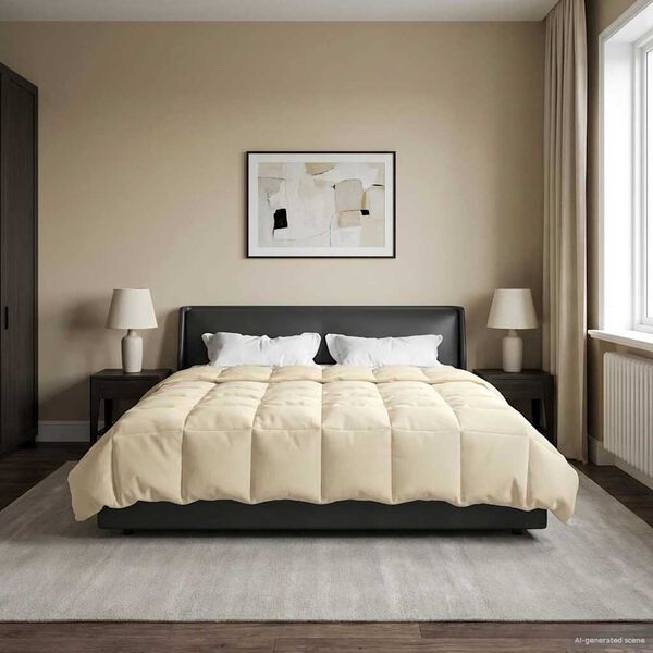 vidaXL Winter Duvet Quilted Cream 220 x 260 cm Microfiber