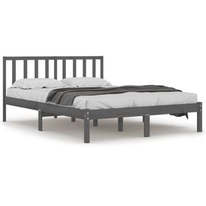 vidaXL Bed Frame without Mattress Grey Solid Wood Pine 200x200 cm
