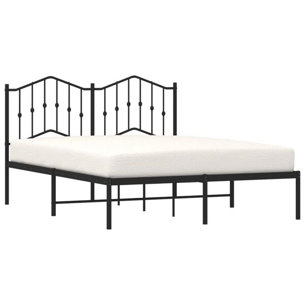vidaXL Metal Bed Frame without Mattress with Headboard Black 140x190cm