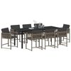 vidaXL Garden Dining Set 9 pcs Grey Poly Rattan