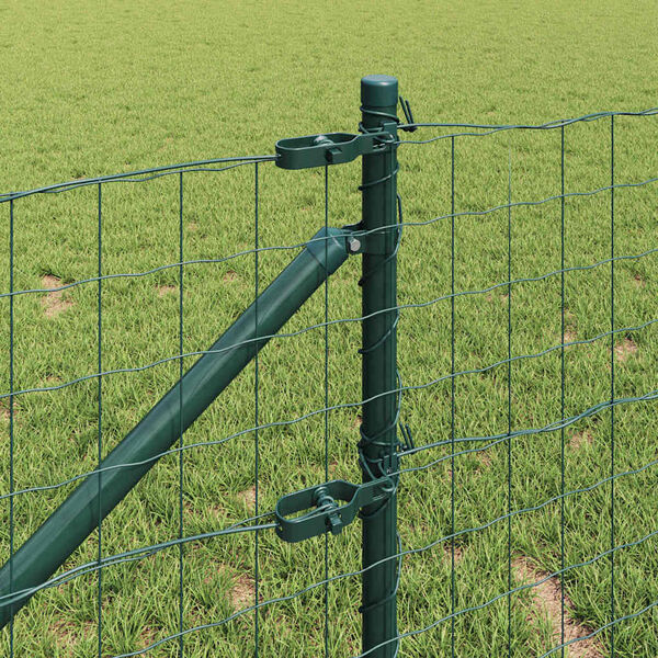 vidaXL Fence with Post Green 0.8 x 10 m Steel