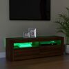vidaXL TV Cabinet with LED Lights Brown Oak 120x35x40 cm